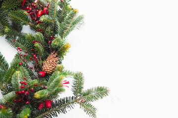 Fototapeta na wymiar Christmas holidays, Christmas tree decorations, background