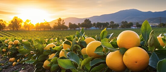 Winter grapefruit cultivation in Southern California. - obrazy, fototapety, plakaty