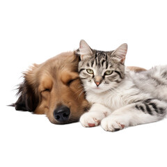 Cat and dog Sleeping Together