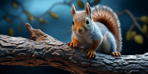 Squirrel perched in a tree wallpapers, AI Generative.