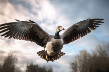 A goose in flight - obrazy, fototapety, plakaty