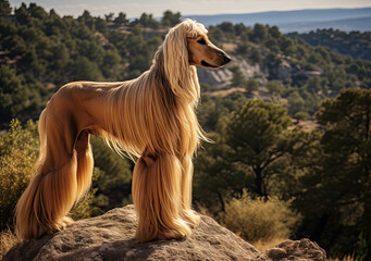 Afghan Hound Dog in natural environment