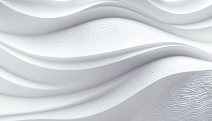 White plaster texture. Wavy monochrome pattern.  3D illustration	