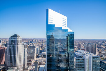 View of Downtown Minneapolis on a clear day from the Foshay Building observation deck