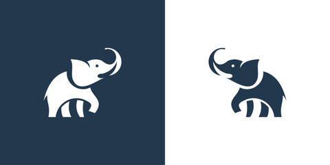 Simple elephant logo design with modern concept| head elephant| premium vector