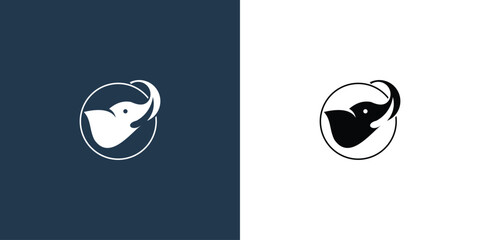 Simple elephant logo design with modern concept| head elephant| premium vector