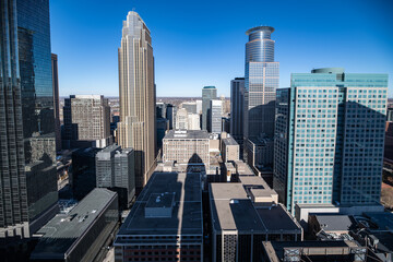 Fototapeta na wymiar View of Downtown Minneapolis on a clear day from the Foshay Building observation deck