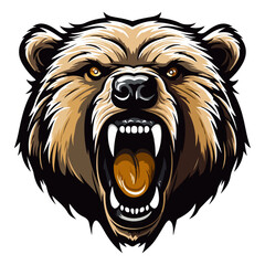 Bear head mascot logo illustration, generative ai