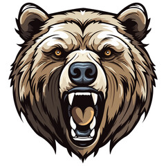 Bear head mascot logo illustration, generative ai