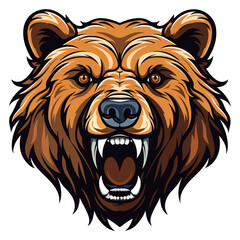 Bear head mascot logo illustration, generative ai