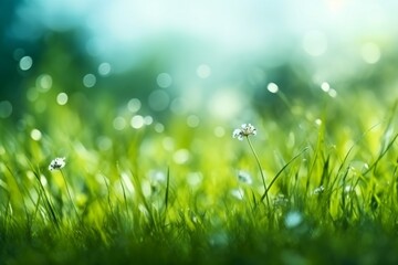 art abstract spring background or summer background with fresh grass. generative ai. - obrazy, fototapety, plakaty