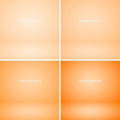 Empty yellow studio abstract backgrounds with spotlight effect. Product showcase backdrop. Stage lighting. Vector illustration