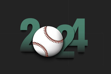 Happy New Year 2024 and baseball ball