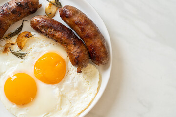 double fried egg with pork sausage