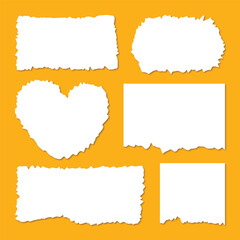 Set of white torn paper vector