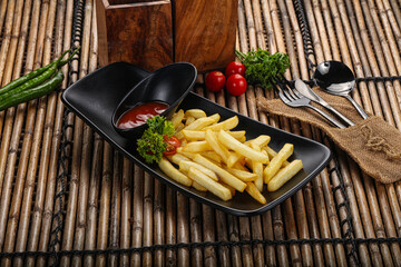 French fries potato with sauce