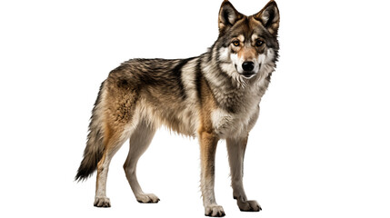 A wolf standing , isolated on transparent or white background, png