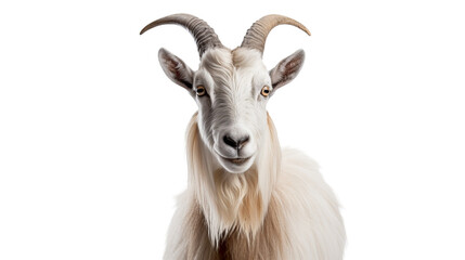Naklejka na ściany i meble A white goat with horns, isolated on transparent or white background, png