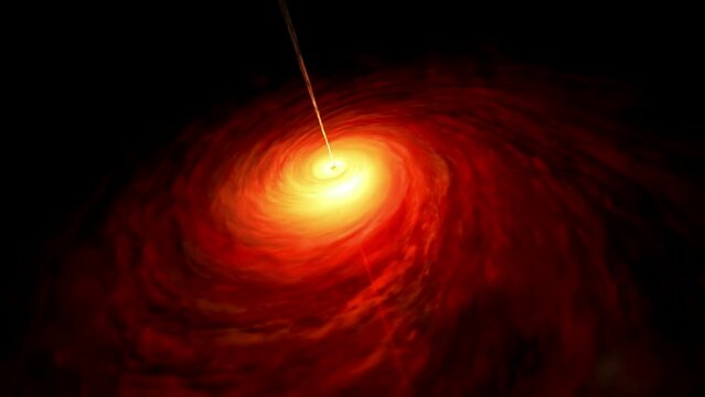 A Quasar rotating in outer space with a massive black hole inside. 