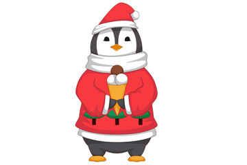 Cute Christmas Penguin Character Design Illustration