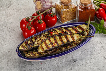 Grilled tasty ripe eggplant slice