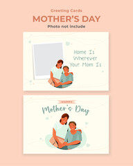 Greeting card of vector daughter and mother holding hands