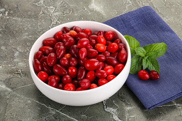 Ripe sweet and juicy cornus