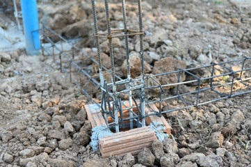 steel rebar for reinforced concrete at building construction site inThailand