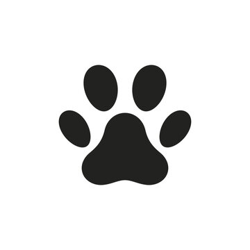 Paw foot print icon, vector dog footprint isolated symbol
