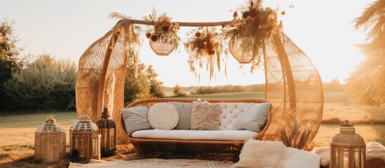 Boho decor for outdoor civil wedding