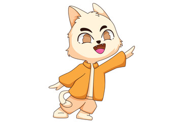 Cute Cat Character Design Illustration