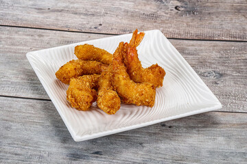 Delicous crispy shrimps appetizer snack