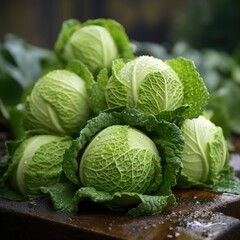 Fototapeta premium Fresh Garden Cabbage picked from the bush. 