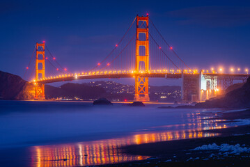 Golden Gate Bridge at night - San Francisco, CA USA