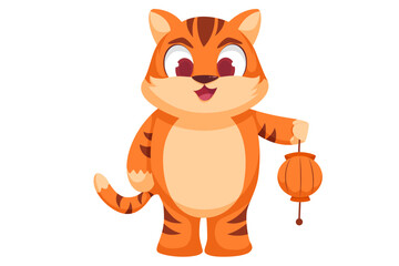 Cute Tiger Character Design Illustration