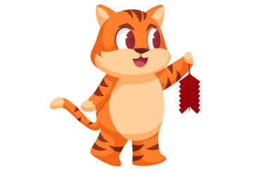 Cute Tiger Character Design Illustration