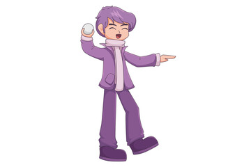 Cute Winter Boy Character Design Illustration