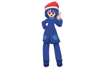 Cute Winter Girl Character Design Illustration