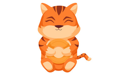Cute Tiger Character Design Illustration