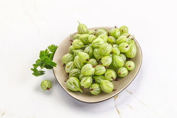 Sweet ripe gooseberries in the bowl