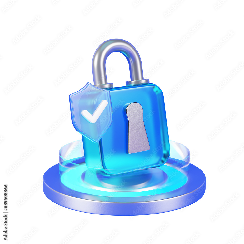 Poster 3d render of a padlock icon