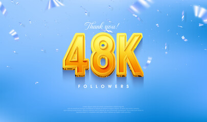 Thank you for 48k loyal followers, greeting design for social media posts.