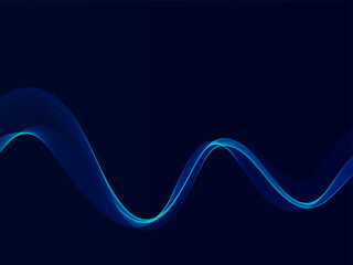 Blue flowing line technology design background vector