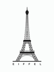 Eiffel tower silhouette landmark of Paris France