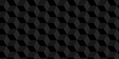 Seamless geometric pattern grid backdrop triangle abstract background. Abstract cubes geometric tile and mosaic wall or grid backdrop hexagon technology. Black and gray geometric block cube structure.