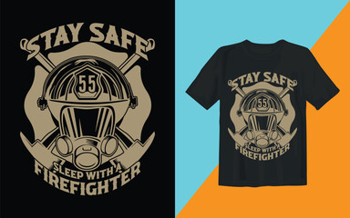 Fototapeta premium Firefighter T Shirt Design