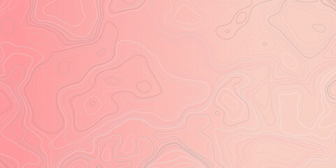 White topographic contour line map isolated on pink gradient background.