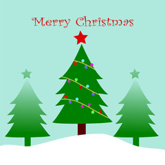 media merry christmas greeting card template with christmas tree illustration vector