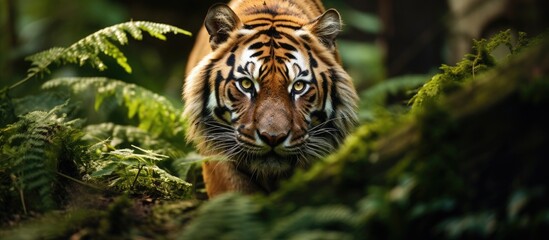 Wild tiger in its natural habitat.
