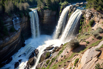 Fototapeta premium Landscape - nature summer waterfall